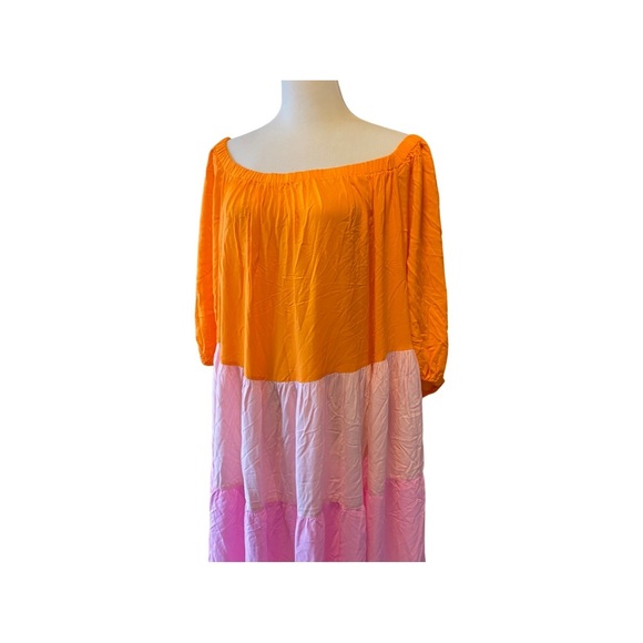ELOQUII Pink Orange Ombré Off The Shoulder Dress NWOT Size 26 - Picture 6 of 7